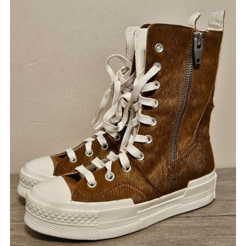 Converse Chuck Taylor 70 Plus X Hi Platform Brown Calf Hair Boots A13831C Size 6 - Picture 1 of 9